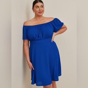 Torrid Mini Textured Knit Puff Sleeve Skater Dress